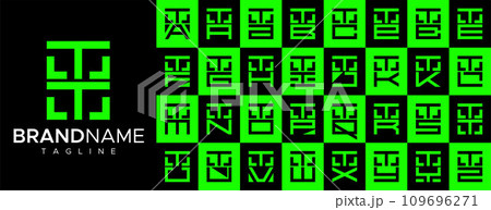 Simple square letter T TT logo design set 109696271