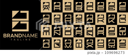 Simple square letter J JJ logo design set 109696273
