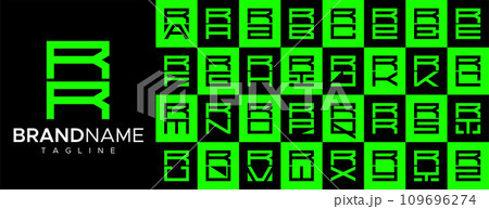 Simple square letter R RR logo design set 109696274