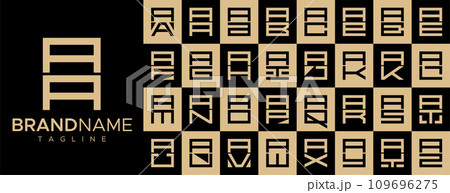 Simple square letter A AA logo design set 109696275