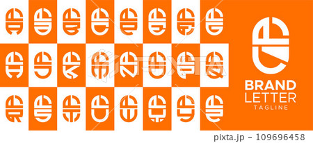 Minimalist capsule letter L LL logo design set. Minimalist capsule letter L LL logo design set. 109696458