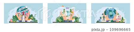Climate change. Save the planet. Vector illustration Environmental protection measures are necessary to combat global warmings effects Climate change demands urgent action to secure sustainable future 109696665