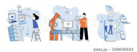 System administrator. Vector illustration. Agents provide valuable assistance and support to executives in their administrative tasks Supportive managers offer aid and help to their team members System administrator. Vector illustration. Agents provide valuable assistance and support to executives in their administrative tasks Supportive managers offer aid and help to their team members 109696692