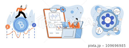 Crypto market. Vector illustration. Money can be seamlessly transferred through crypto payments, revolutionizing traditional finance Strategic investments in cryptocurrencies can yield significant Crypto market. Vector illustration. Money can be seamlessly transferred through crypto payments, revolutionizing traditional finance Strategic investments in cryptocurrencies can yield significant 109696985