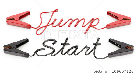 Jumper cables with text shape on white background - 3D illustration Jumper cables with text shape on white background - 3D illustration 109697126