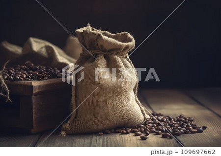 Coffee beans bag. Arabica grain. Generate Ai 109697662