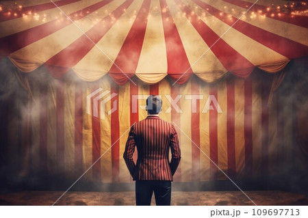 Circus tent arena performer smoke show. Poster model. Generate Ai 109697713