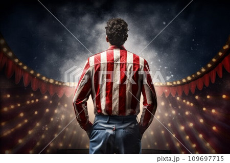 Circus tent arena performer under sky. Night show. Generate Ai 109697715