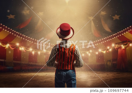 Circus tent arena performer. Carnival fun show. Generate Ai 109697744
