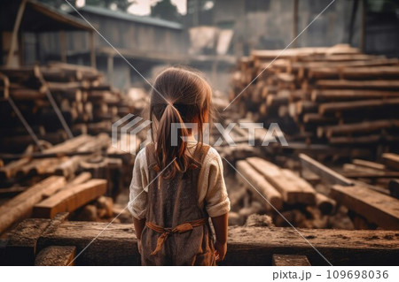 Carpenter child girl sawmill. Wood working. Generate Ai Carpenter child girl sawmill. Wood working. Generate Ai 109698036