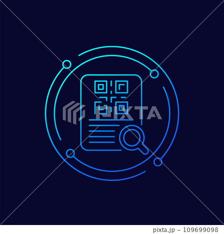 document with qr code icon, linear design document with qr code icon, linear design 109699098