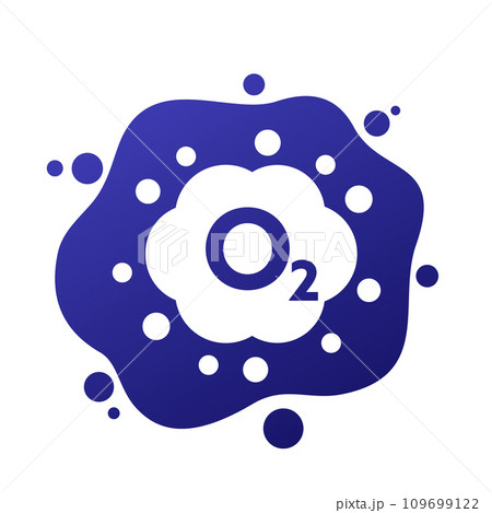 oxygen gas, O2 icon with a cloud oxygen gas, O2 icon with a cloud 109699122