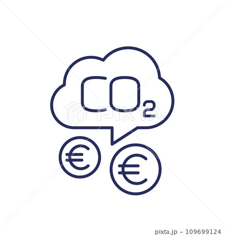 carbon emissions cost line icon with euro 109699124