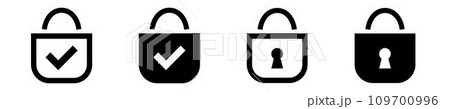 Lock minimalistic line and solid icon. Lock minimalistic line and solid icon. 109700996