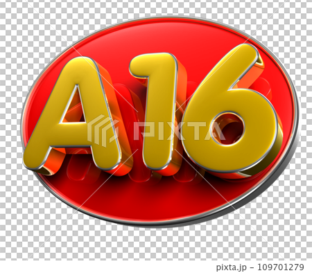 A16 gold on red circle. 109701279