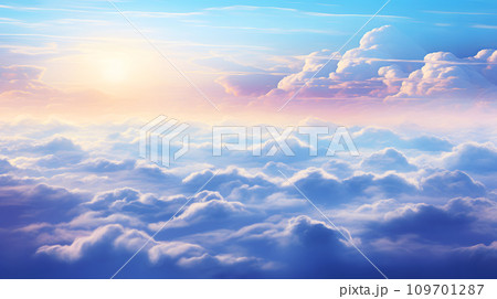 夕日に照らされた雲海 109701287