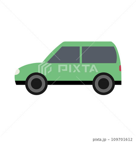 Green car side view icon on white background 109701612
