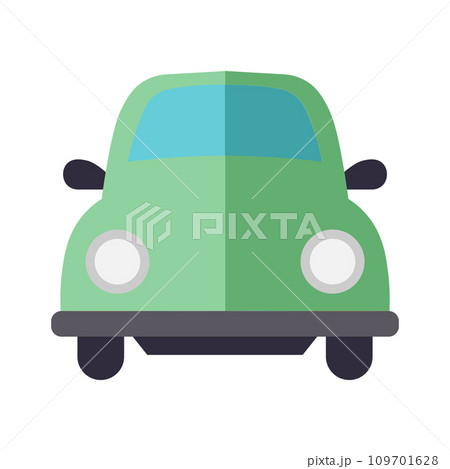 Green car front view icon on white backgroundのイラスト素材 [109701628] - PIXTA