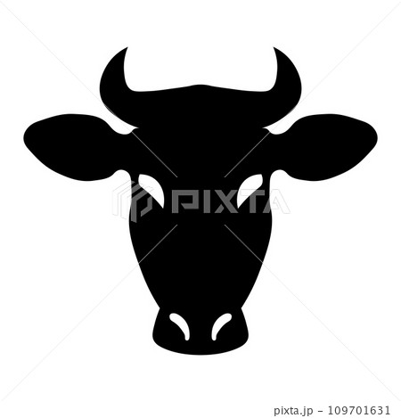 Cow head vector black icon on white background 109701631