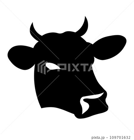 Cow head vector black icon on white background 109701632