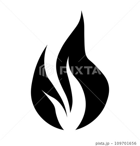 Flame black vector icon on white background 109701656