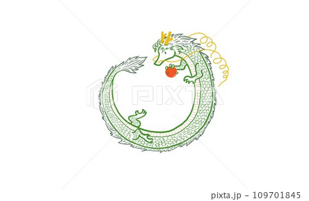 円形になって玉を持っている龍 109701845