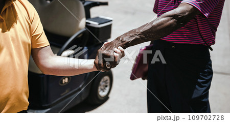 Handshake close view background. Business agreement, deal concept Handshake close view background. Business agreement, deal concept 109702728