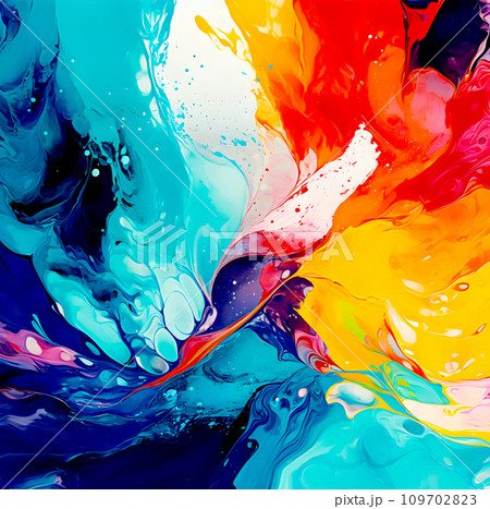 エネルギッシュなカラーの抽象インクフロー-Generative AI 109702823