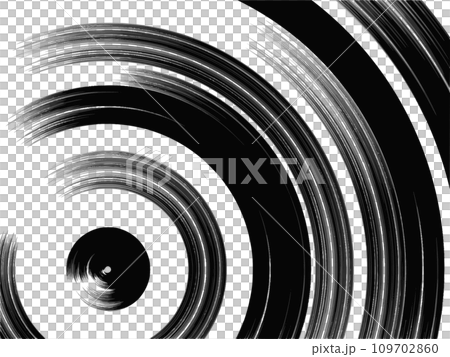 Background of blurred circles written with a brush. Japanese style illustration of black circles. 109702860