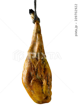 Dry Spanish ham, Jamon Serrano, Bellota, Italian Prosciutto Crudo or Parma ham. 109702922