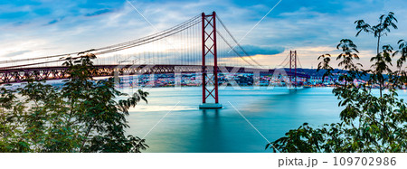 Lisbon landscape at sunset. 109702986