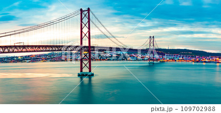 Lisbon landscape at sunset. 109702988
