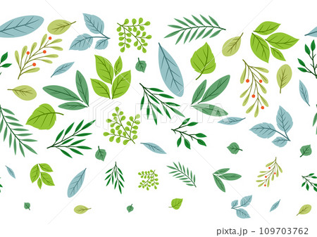 Seamless pattern of sprigs with green leaves. Decorative natural plants. Seamless pattern of sprigs with green leaves. Decorative natural plants. 109703762