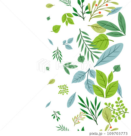 Seamless pattern of sprigs with green leaves. Decorative natural plants. Seamless pattern of sprigs with green leaves. Decorative natural plants. 109703773