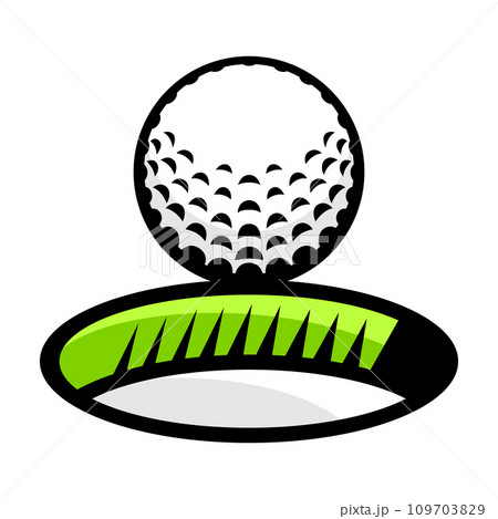 Golf ball and hole illustration. Sport club item or symbol. 109703829