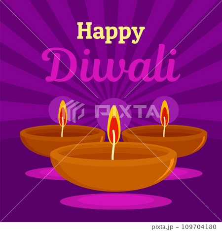 Happy indian divali concept background. Flat illustration of happy indian divali vector concept background for web design 109704180