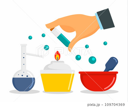 Chemical laboratory concept background. Flat illustration of chemical laboratory vector concept background for web design Chemical laboratory concept background. Flat illustration of chemical laboratory vector concept background for web design 109704369