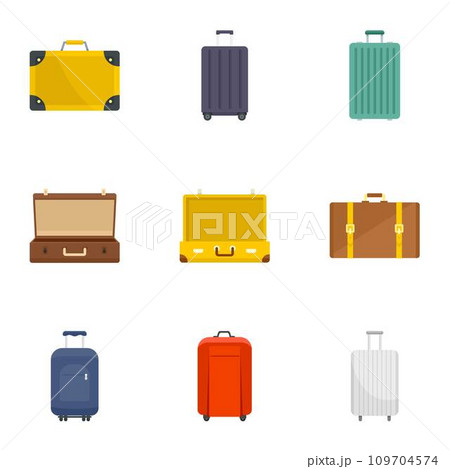 Suitcase icon set. Flat set of 9 suitcase vector icons for web design 109704574