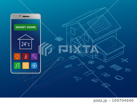 Intelligent house concept background. Realistic illustration of intelligent house vector concept background for web design 109704840