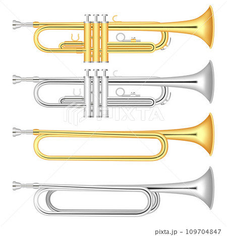 Trumpet icon set. Realistic set of trumpet vector icons for web design isolated on white background 109704847