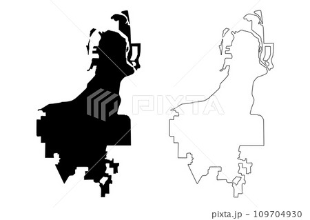 Everett City, Washington (United States cities, United States of America, us, usa city) map vector illustration, scribble sketch City of Everett map 109704930
