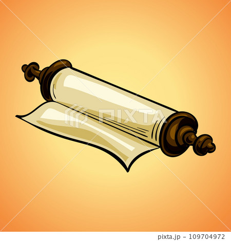 Wood rolled papyrus icon. Cartoon of wood rolled papyrus vector icon for web design isolated on white background 109704972