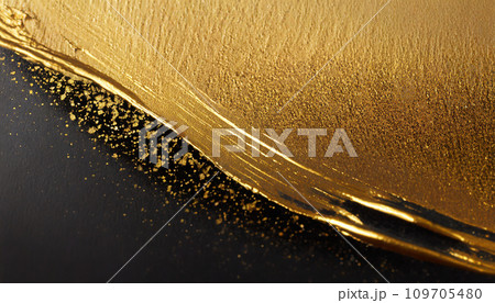 黒地に金色の絵具が輝く背景(AI生成画像) 黒地に金色の絵具が輝く背景(AI生成画像) 109705480