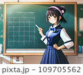 教室で黒板の前に立つ女子高校生 109705562