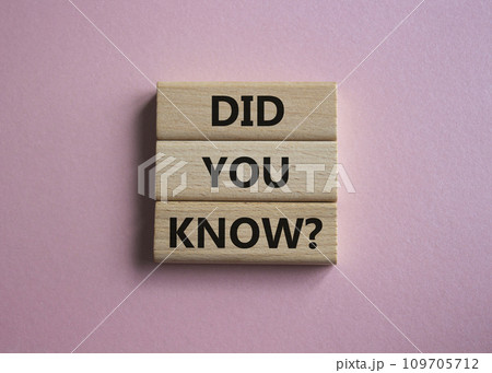 Did you know symbol. Wooden blocks with words Did you know. Beautiful pink background. Business and Did you know concept. Copy space. Did you know symbol. Wooden blocks with words Did you know. Beautiful pink background. Business and Did you know concept. Copy space. 109705712
