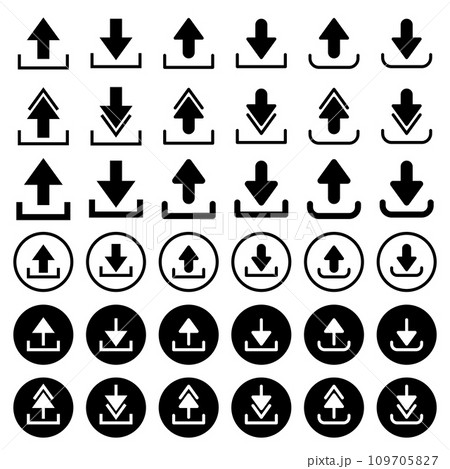 Arrow icon for download, upload, access, and add and subtraction. 109705827