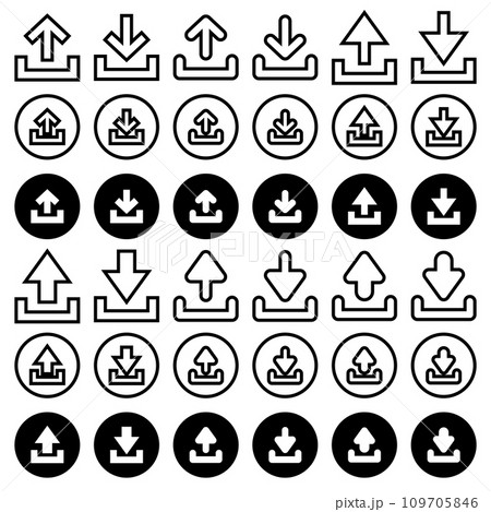 Arrow icon for download, upload, access, and add and subtraction. 109705846