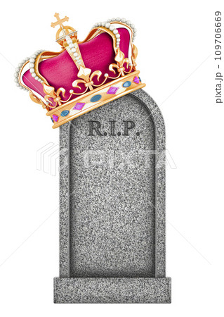 Gravestone with golden crown. 3D rendering 109706669
