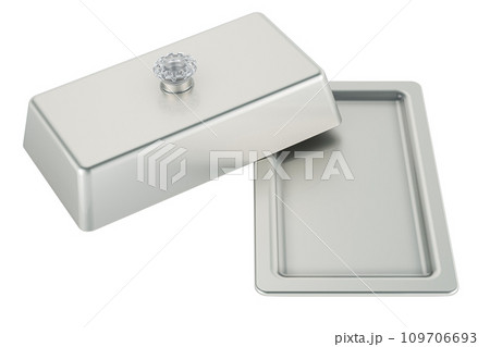 Stainless Steel Rectangular Butter Dish, 3D rendering 109706693