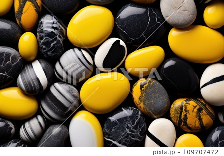 background with black and yellow colored stones 109707472